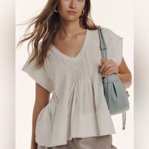 By Anthropologie smocked swing tee